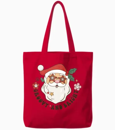 Retro Christmas Tote Bags - Red