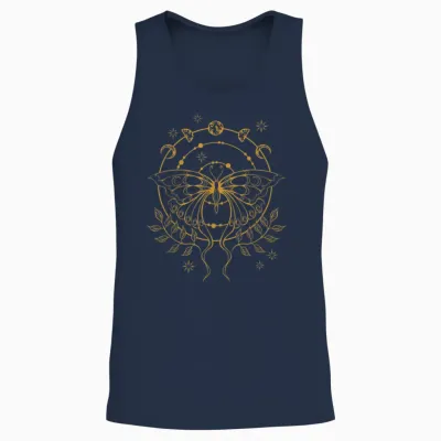 Emo Alt Fairy Grunge Fairycore Gothic Moth Moon Phases T-Shirt, Black Unisex Tank Top - Navy