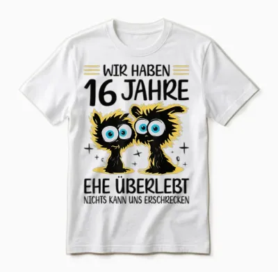 16 Jahre Verheiratet 16. Hochzeitstag Saphirhochzeit Unisex T-Shirt - White