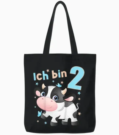 2 Jahre Alt Ich Bin 2 Kühe Kuh Kälbchen 2. Geburtstag Tote Bags - Black