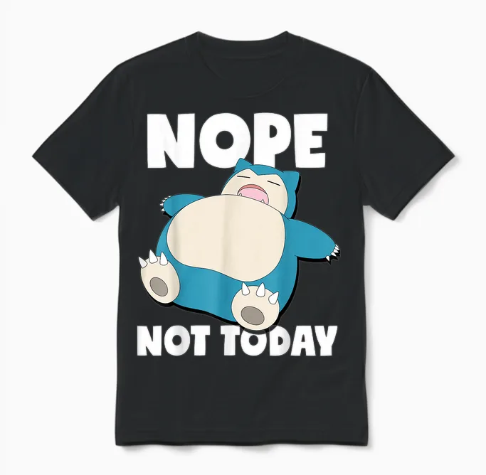 Pokémon - Snorlax Sleeping Nope Not Today Unisex T-Shirt in Black