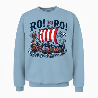 Ro Ro Norway Viking Ship Soccer Norwegian Fan Men Women Unisex Sweatshirt - Light Blue