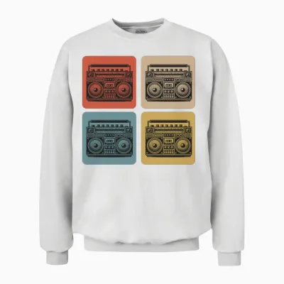 Retro Boombox Vibes Unisex Sweatshirt - White