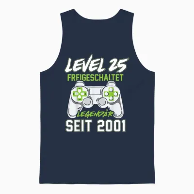 Level 25 Geburtstag Junge Gamer Mann Deko Jahrgang 2001 Unisex Tank Top - Navy