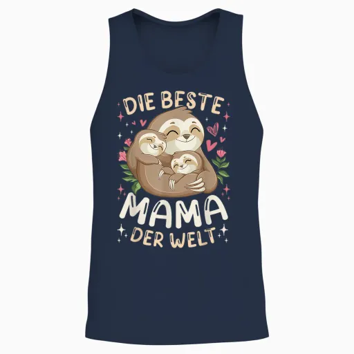 Beste Mama Der Welt Faultier Mutter Mit 2 Kindern, Muttertag Unisex Tank Top - Navy