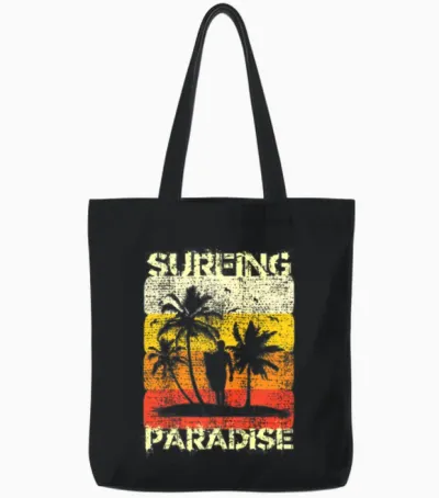 Retro Surfing Tote Bags - Black