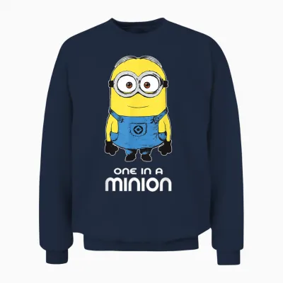 Despicable Me Minions Bob One in a Minion Graphic Unisex Sweatshirt - Navy