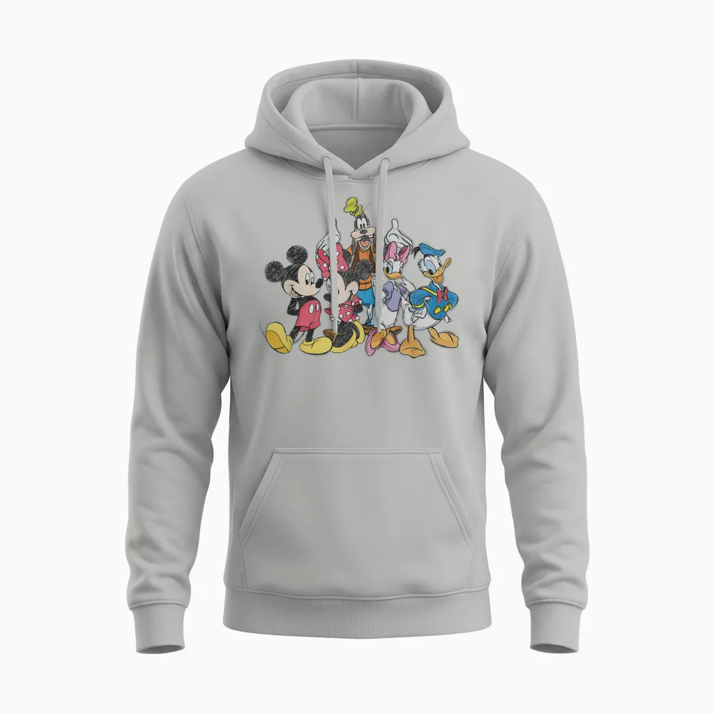 Disney Mickey Mouse and Friends Short Sleeve Unisex Hoodie - Ash