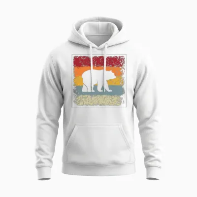 Bear Retro Unisex Hoodie - White