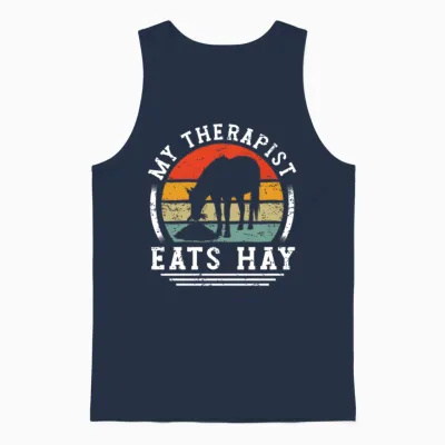 My Therapist Eats Hay Horse Rider Horses Unisex Tank Top - Navy