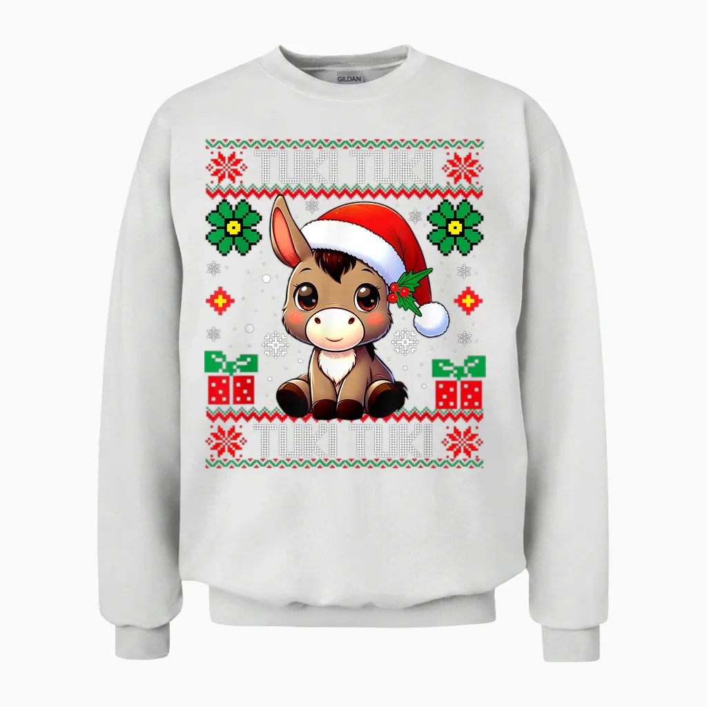Mi Burrito Sabanero Mexican, Donkey Latino Ugly Christmas Unisex Sweatshirt in White