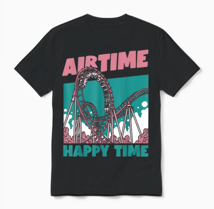 Airtime Happy Time T-Shirt Coaster, White, S Unisex T-Shirt in Black