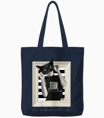 Schärpe Team Bride Katze Elegant Junggesellenabschied Frauen Tote Bags - Navy