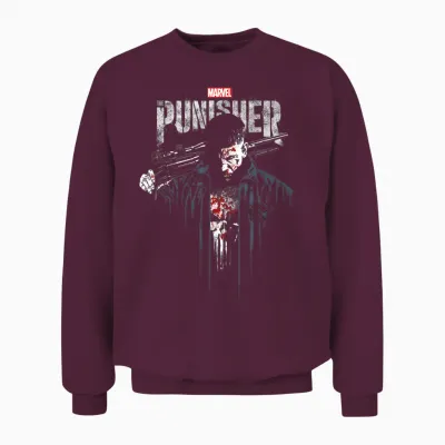 Marvel : the Punisher, Frank Castle, Justice T-Shirt, Black, S Unisex Sweatshirt - Maroon