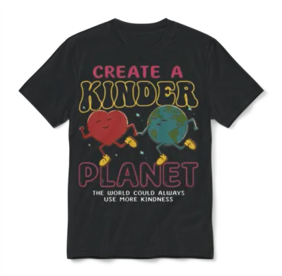 Create a Kinder Planet Unisex T-Shirt - Black