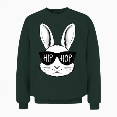 Cool White Rabbit with Sunglasses Unisex Sweatshirt - Forest