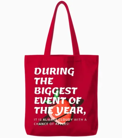 Funny Apple Event Tote Bags - Red