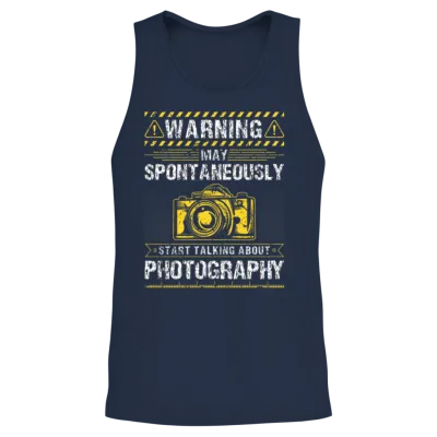 May Spontaneously Start Talking About Photography Unisex Tank Top - Navy