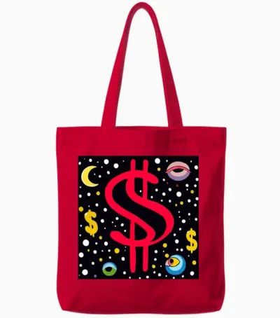 Dollar Sign Eyes Album Cover Tote Bags - Red
