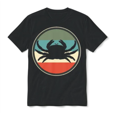 Crab Crabbing Retro Unisex T-Shirt - Black