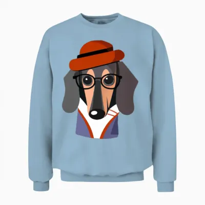 Retro Dachshund Lady Dog Lover Retro Unisex Sweatshirt - Light Blue