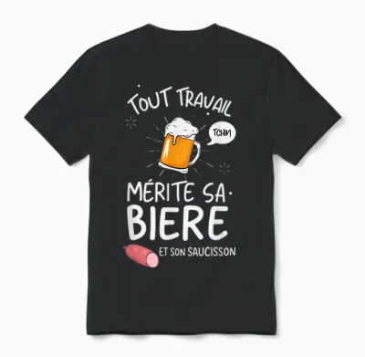 Idée Cadeau Drôle Apéro Bière Saucisson Pour Homme Unisex T-Shirt - Black