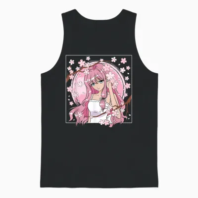 Japanisches Anime Mädchen Otaku Kirschblüte Sakura Damen Unisex Tank Top - Black