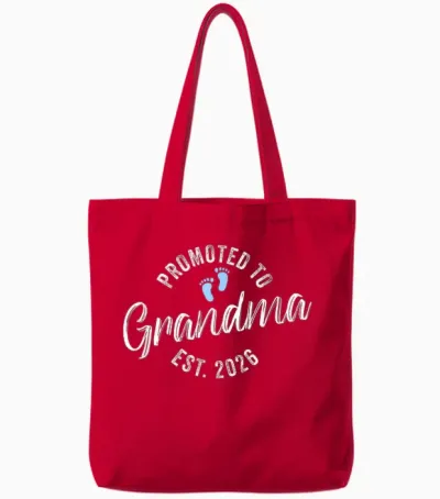 Promoted to Grandma 2026 Tote Bags - Red