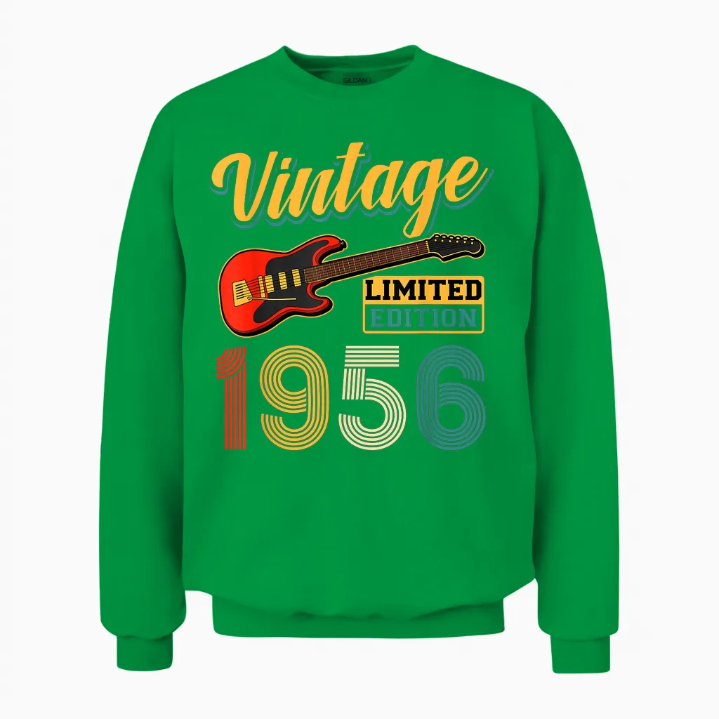Guitare Vintage 1956 édition Limitée Année De Naissance Anniversaire Unisex Sweatshirt in Irish Green