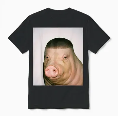 Buzz Cut Pig Fade Lustiges Meme Unisex T-Shirt - Black