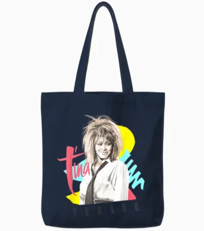 Tina Turner Retro Striche Und Formen Tote Bags - Navy