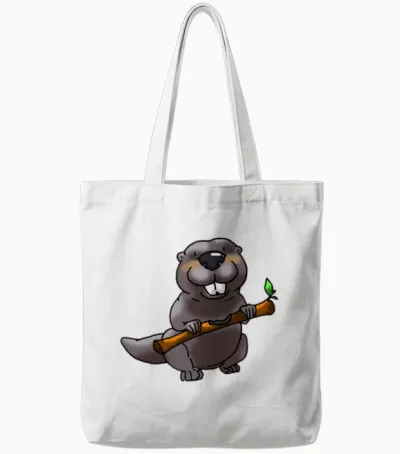 Funny Beaver Cartoon Tote Bags - White