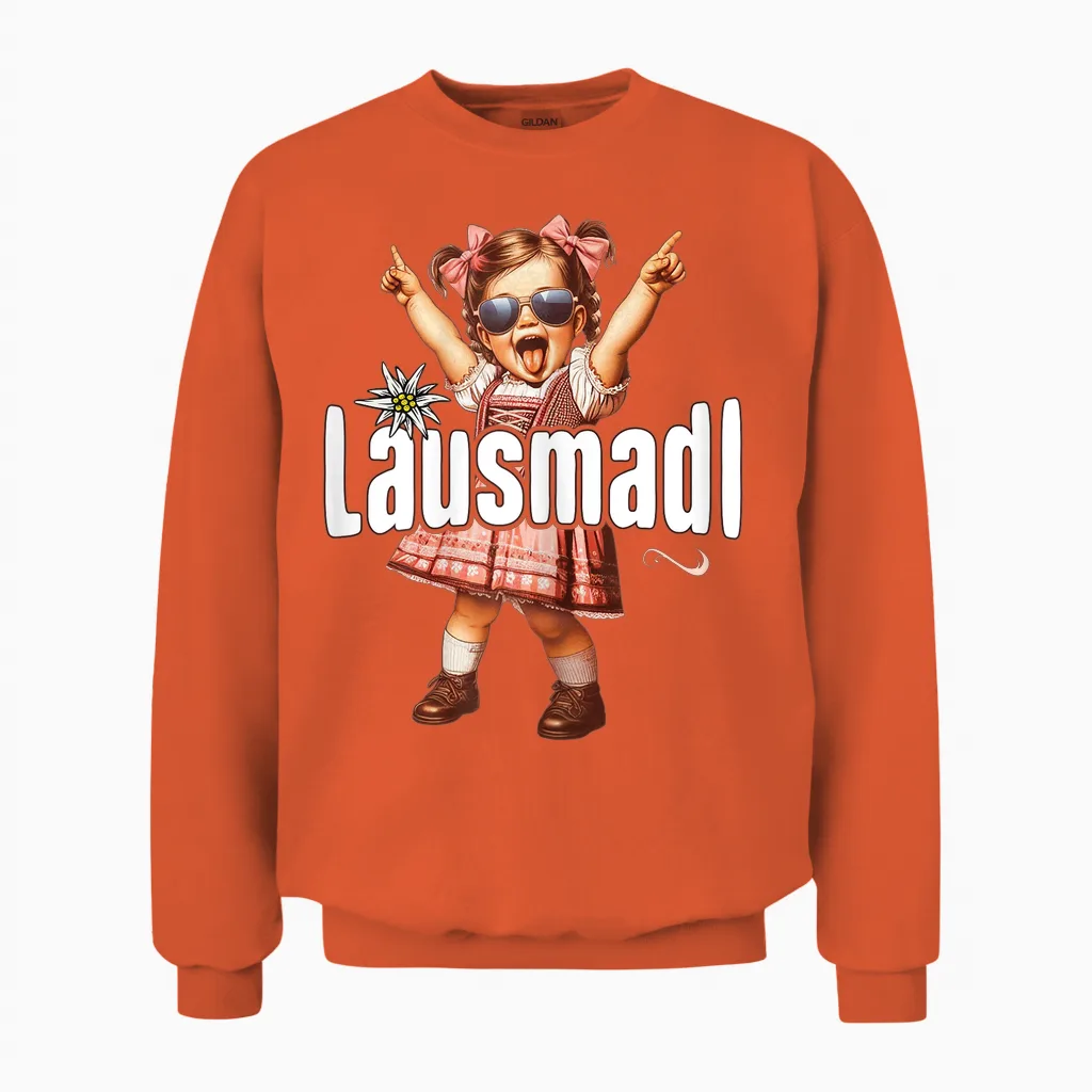 Lausmadl T-Shirt Damen Trachtenshirt Kinder Mädchen Trachten Unisex Sweatshirt in Orange