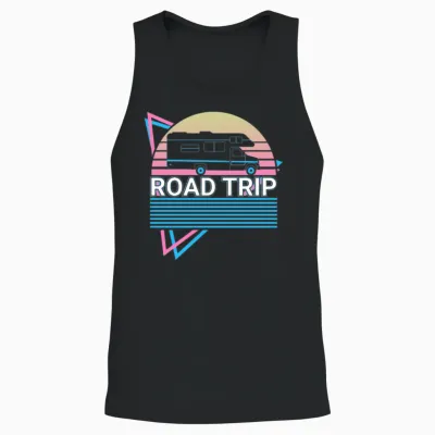 Road Trip Retro Unisex Tank Top - Black