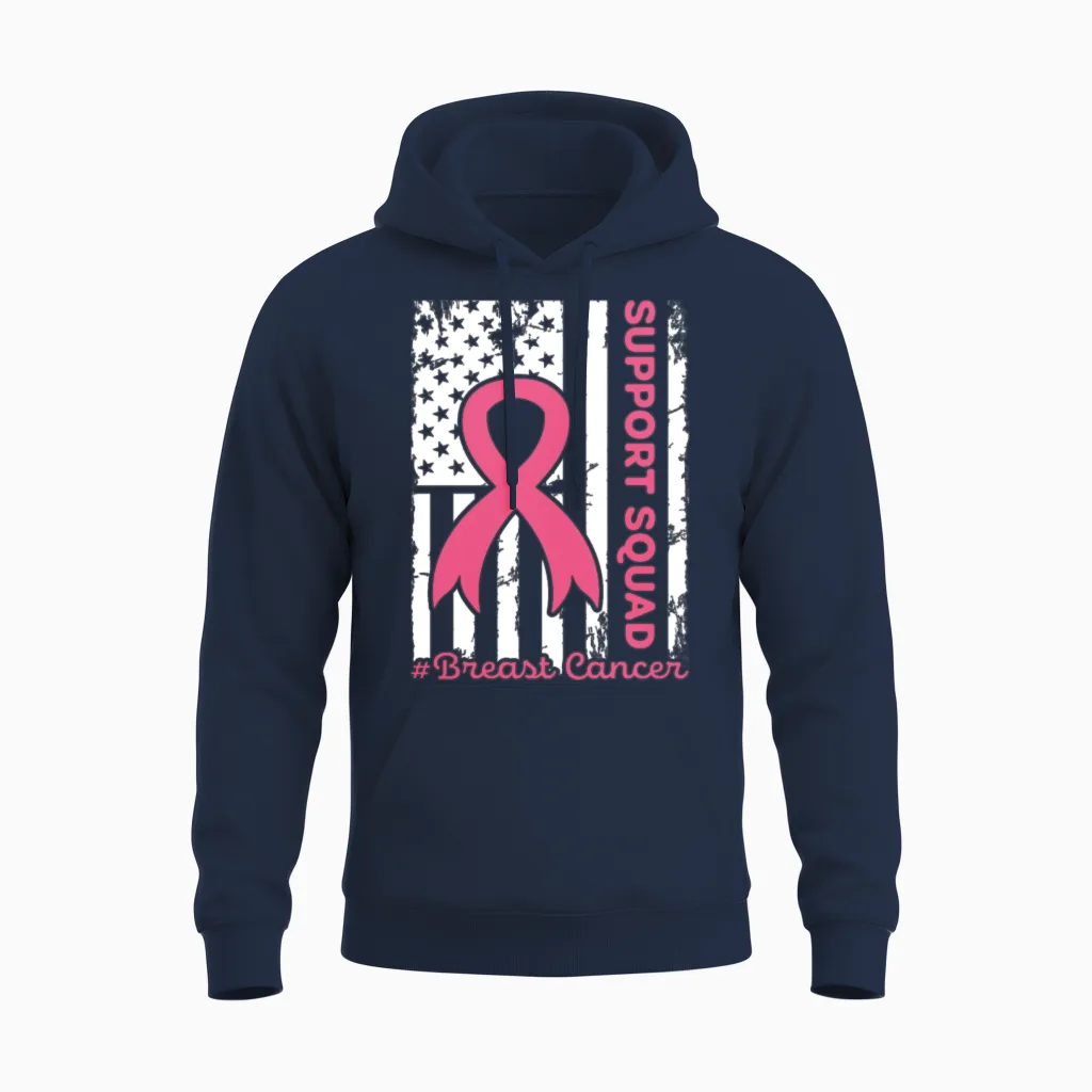 Support Squad Breast Cancer Awareness Unisex Hoodie in Navy