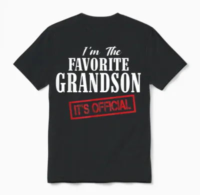 It's Official I'm the Favorite Grandson Funny Unisex T-Shirt - Black