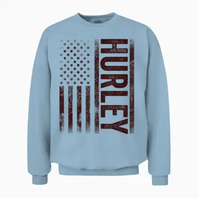 Hurley Ky Vintage Us American Flag Retro for Men Women Unisex Sweatshirt - Light Blue