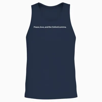 Peace Love and the Oxford Comma Unisex Tank Top - Navy