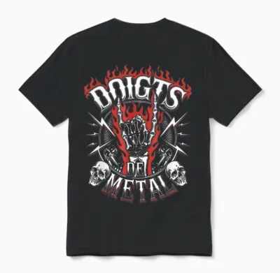 Finger Metal Gift Heavy Ultra Hardrock Vomit Humor Unisex T-Shirt - Black