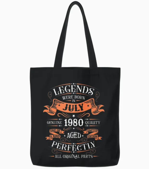 Anniversary in July 1980 Couples & Matching Tote Bags in Black