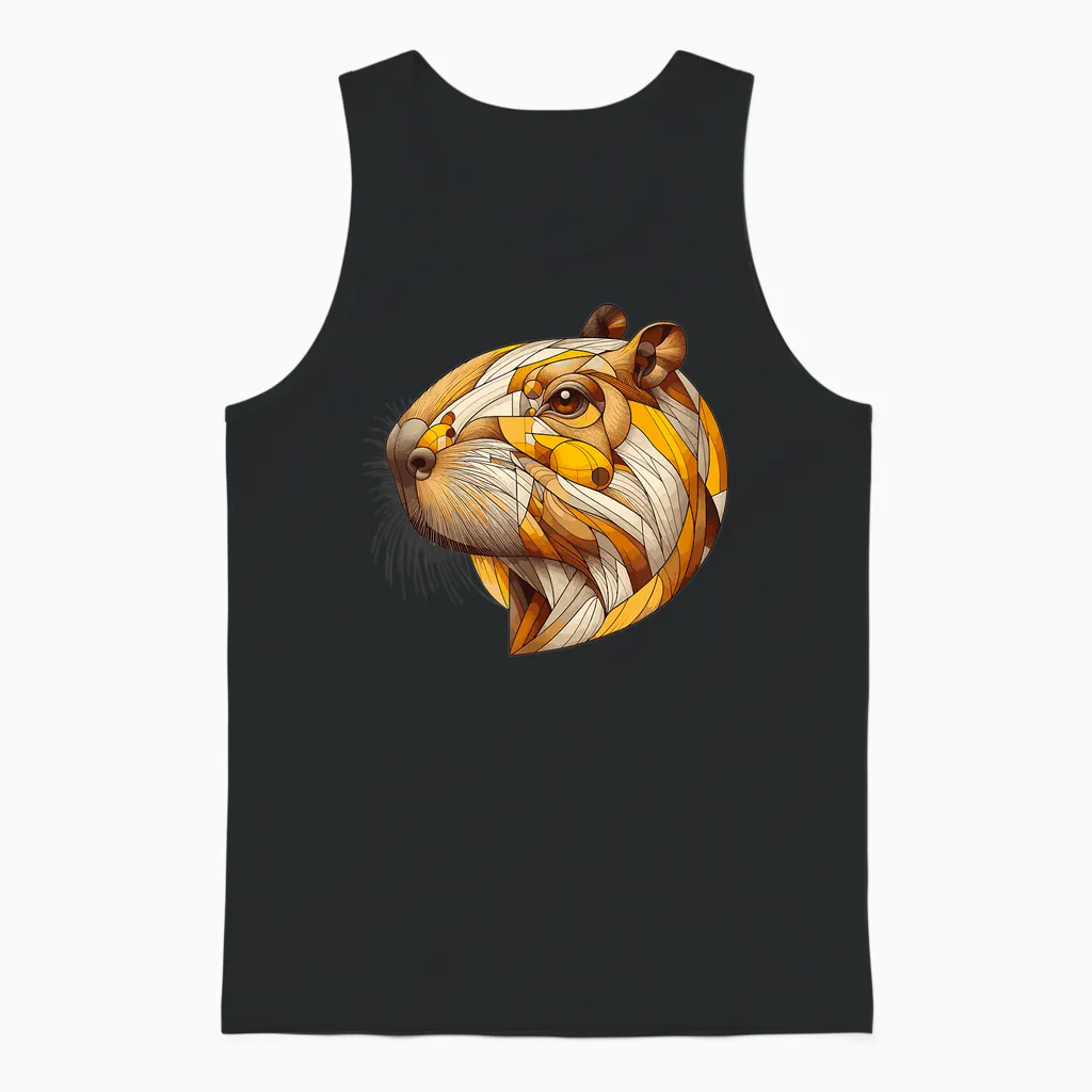 Kawaii Capybara Capybara Artistic Unique Animal Lover T-Shirt, White, S Unisex Tank Top in Black
