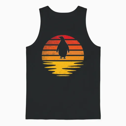 Penguin Retro Unisex Tank Top in Black