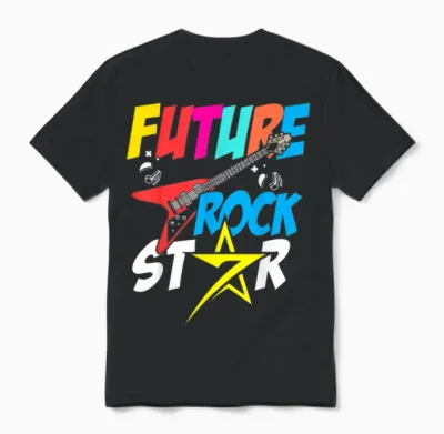 Future Rockstar Funny Guitar Musician Men Children Boys T-Shirt, Black Unisex T-Shirt - Black