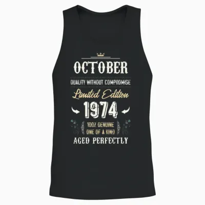 October 1974 Vintage Birthday Present Unisex Tank Top - Black