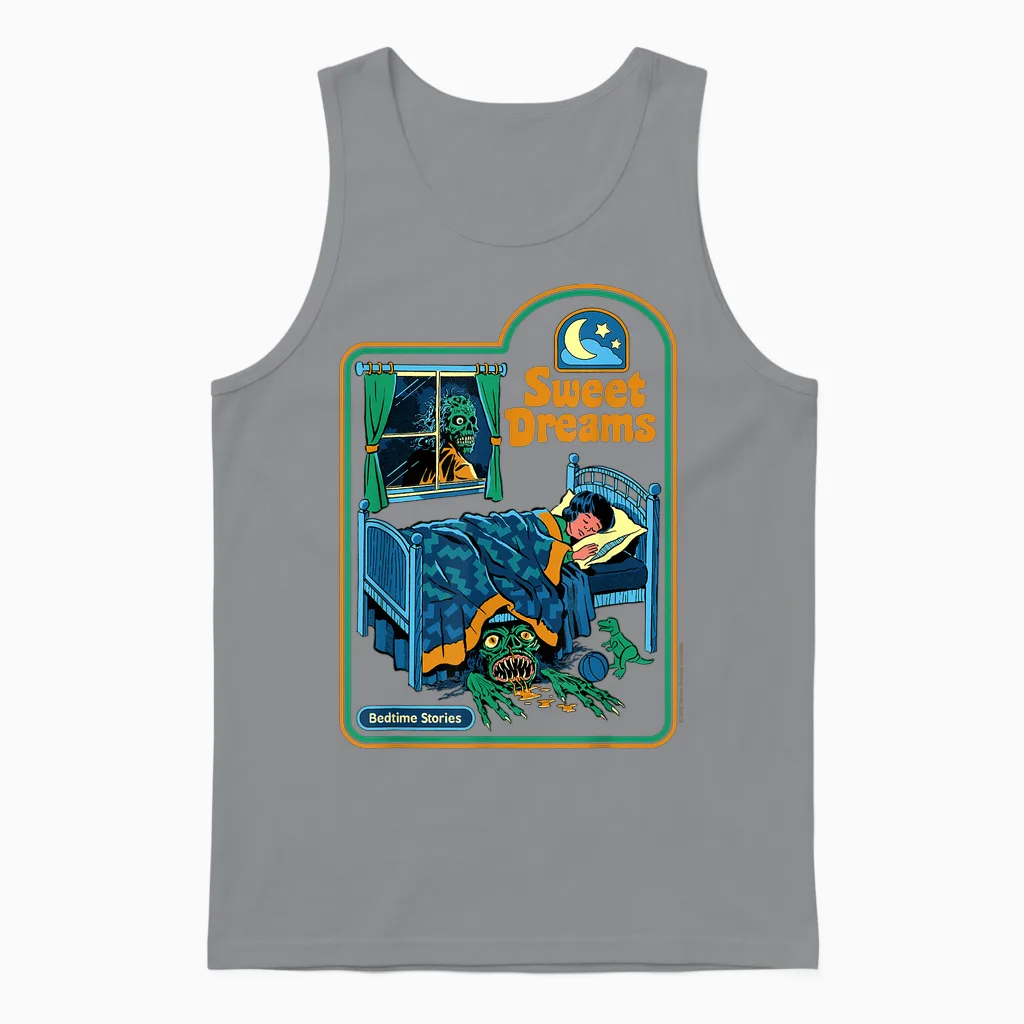 Sweet Dreams Monster Sarcastic Retro Funny Adult Humor Unisex Tank Top in Sport Grey