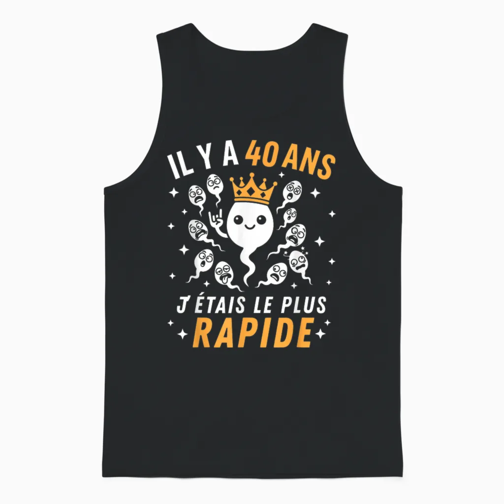 Graine Joke Birthday 40 Years Fastest Humor Unisex Tank Top in Black
