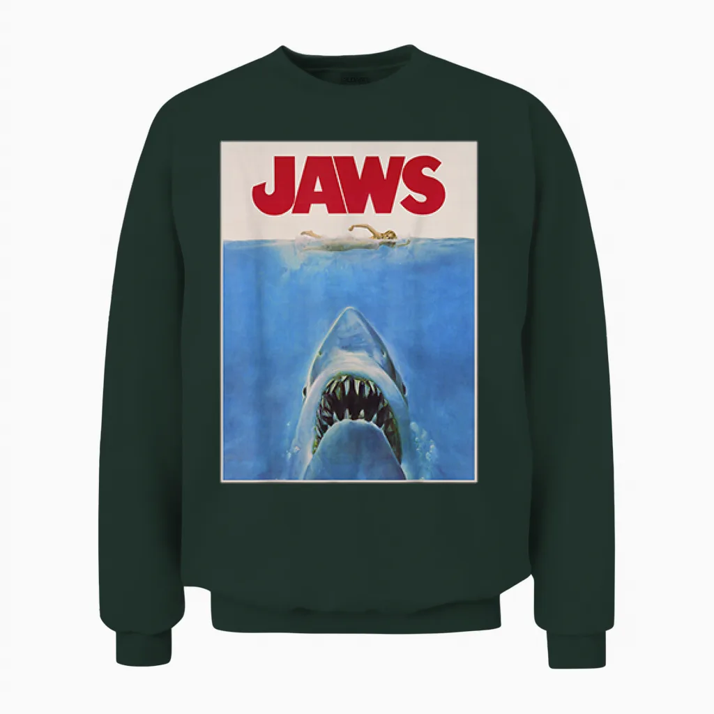 Jaws Classic Movie Unisex Sweatshirt in Forest