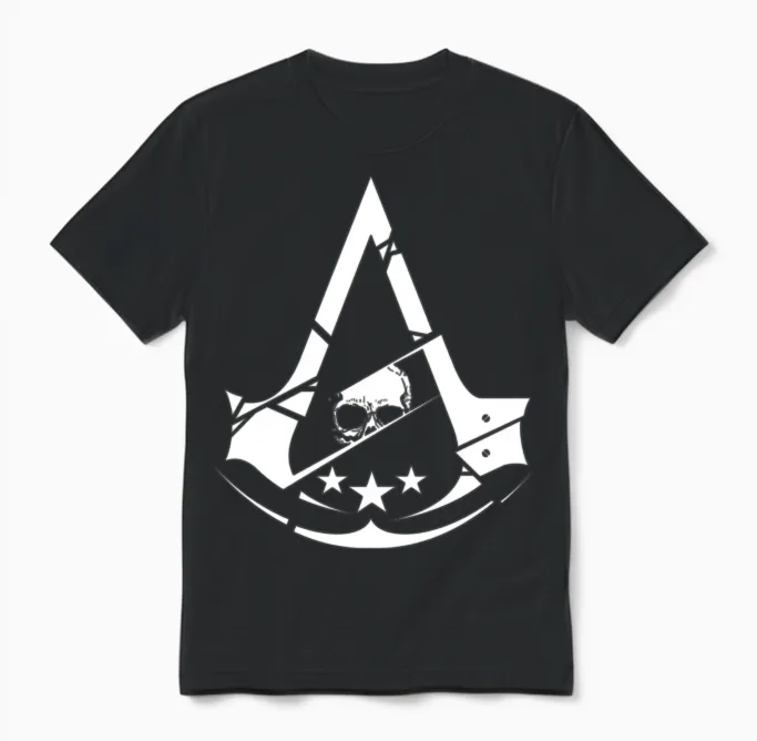 Assassins Creed Skull Logo Halloween Unisex T-Shirt in Black