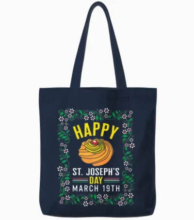 Saint Joseph's Day Shirt, Happy St Joseph's Day Tote Bags - Navy