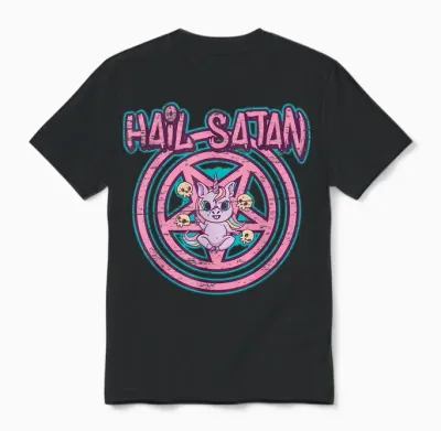 Hail Satan Death Metal Unicorn Black Dark Rock Death Metal T-Shirt, Black Unisex T-Shirt - Black